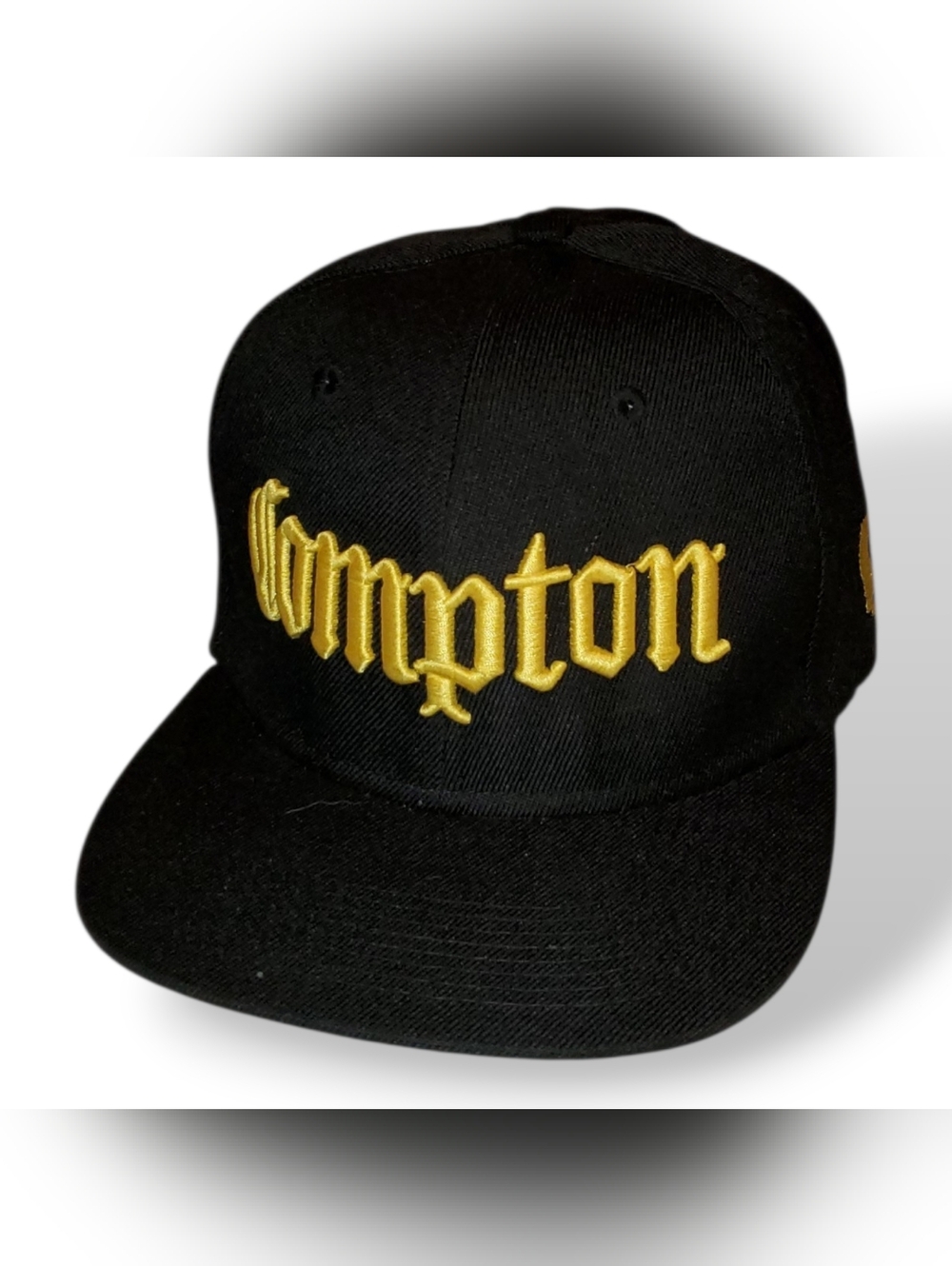 Black and Gold 'Compton' Embroidered Snapback Hat